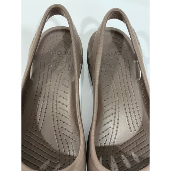 Womens Crocs Brown Malindi Ballet Slip on Sling Back Flat Shoes  size 9 - Picture 10 of 10